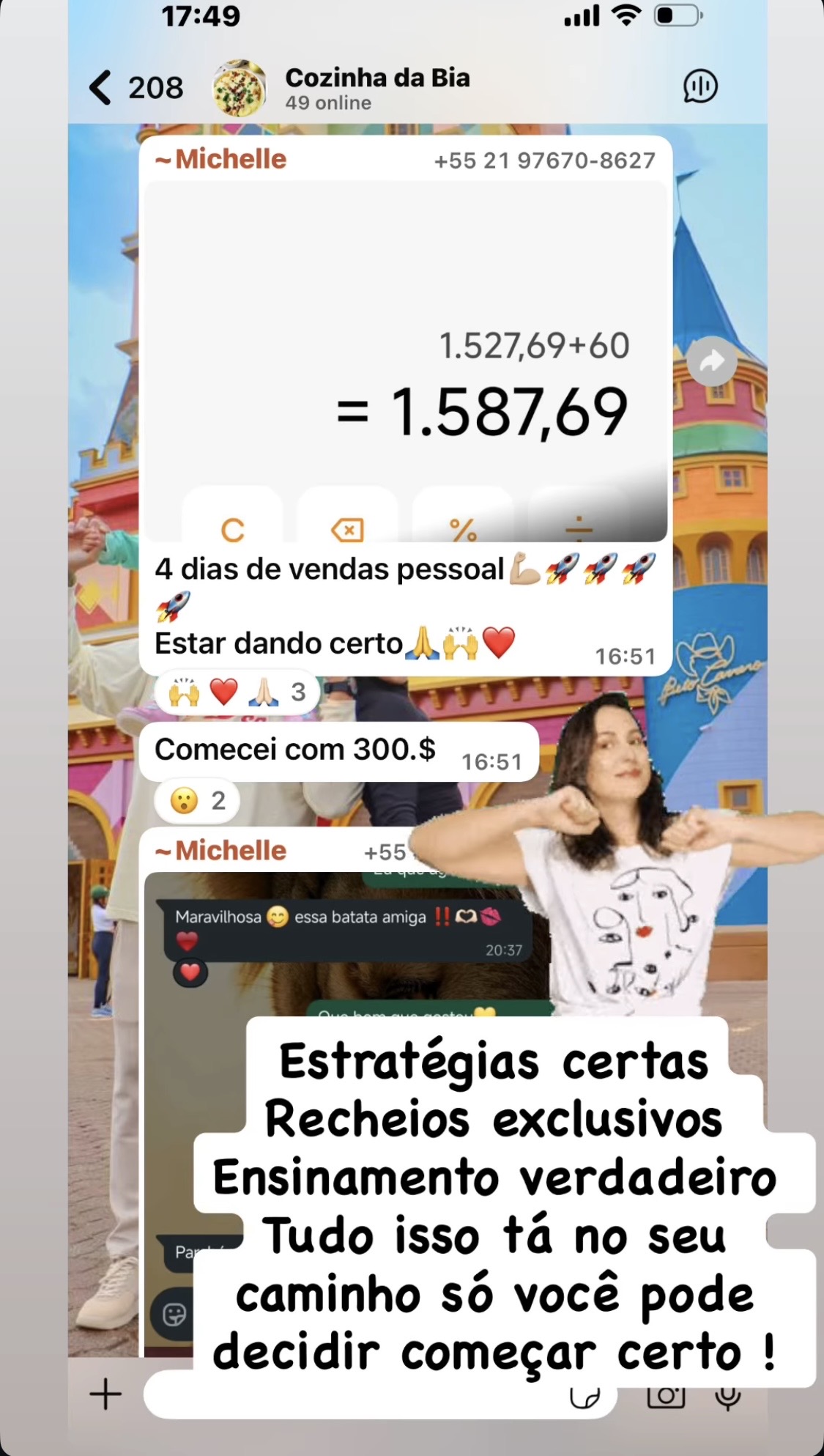 Aluna com 1.587 reais em 4 dias