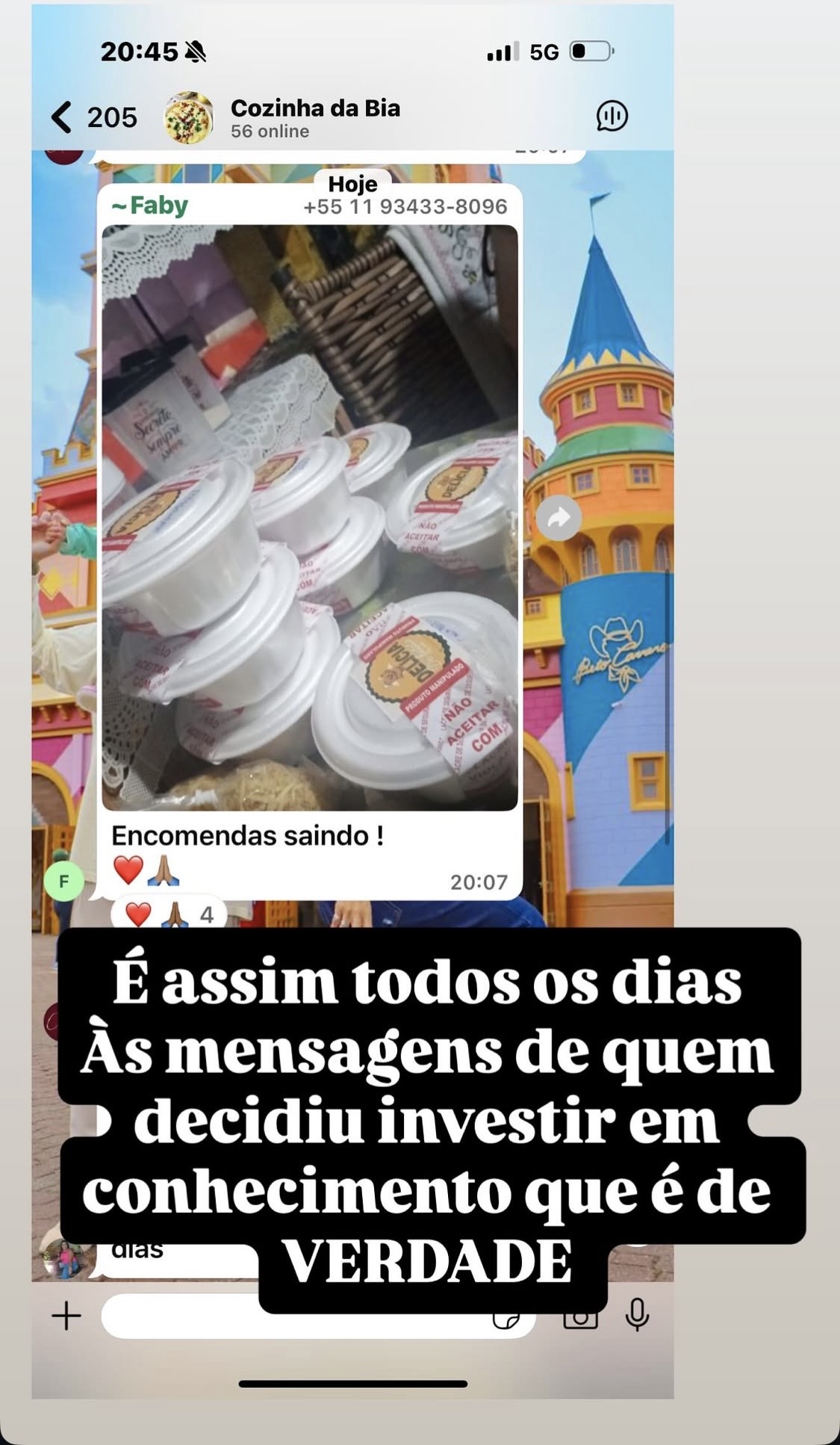 Encomendas saindo no grupo de alunas