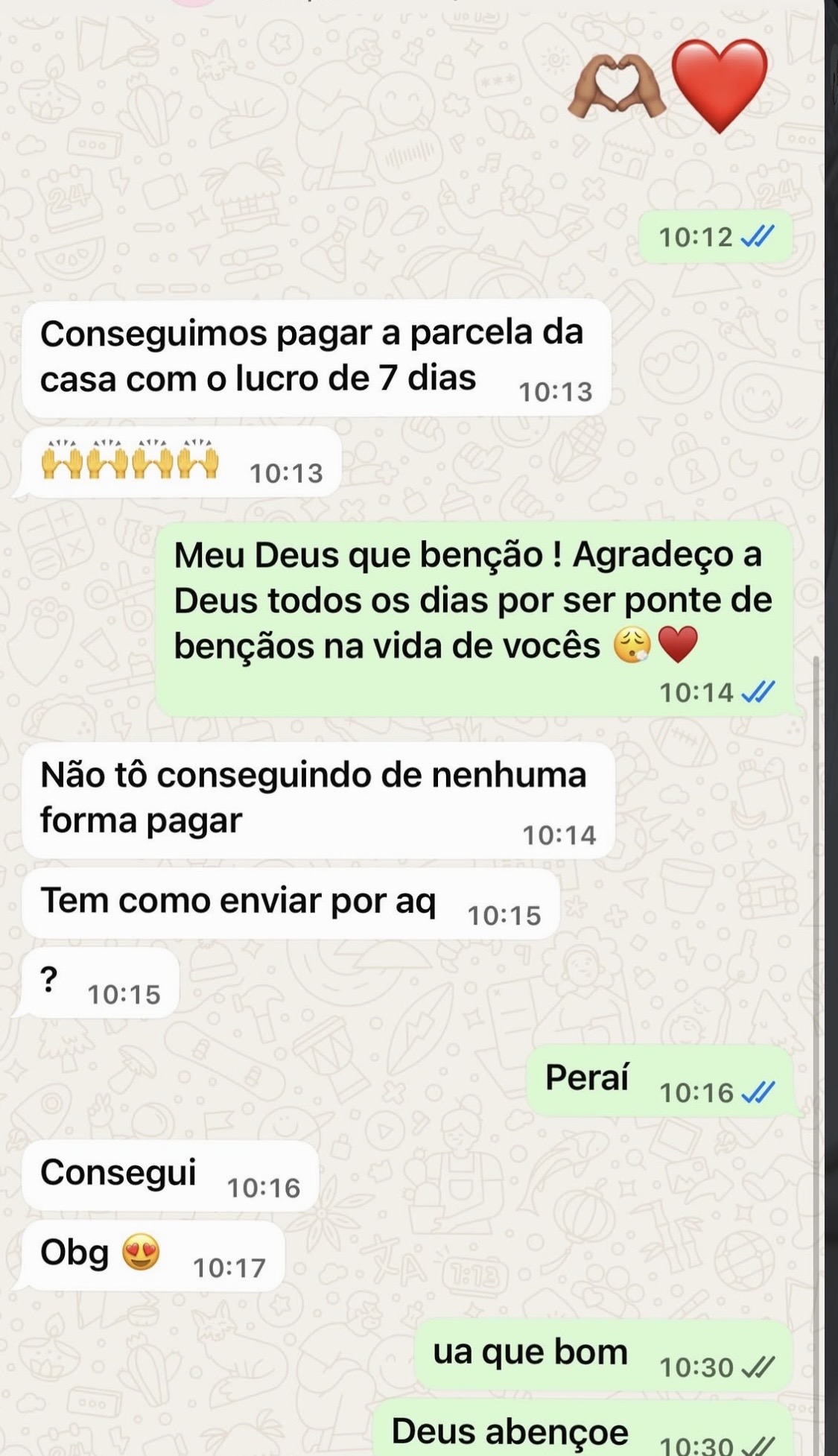 Conversa de aluna comemorando o resultado