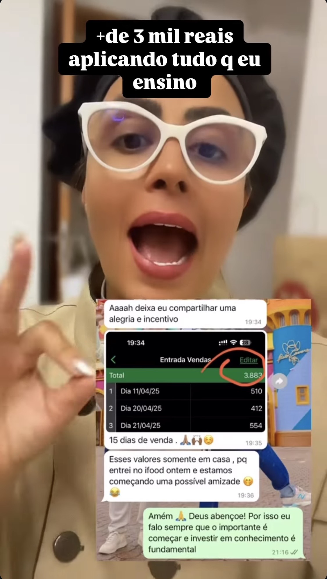 Aluna com mais de 3 mil reais aplicando o método